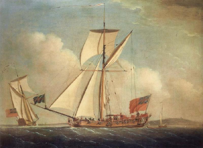 Monamy, Peter English Cutter-righged yacht in two positions China oil painting art